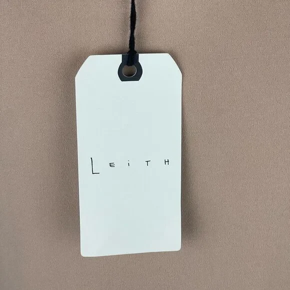 Leith V-Neck Shirred Rib Tan Taupe ultra Soft Body-con Dress Size : M NWT - Picture 4 of 8